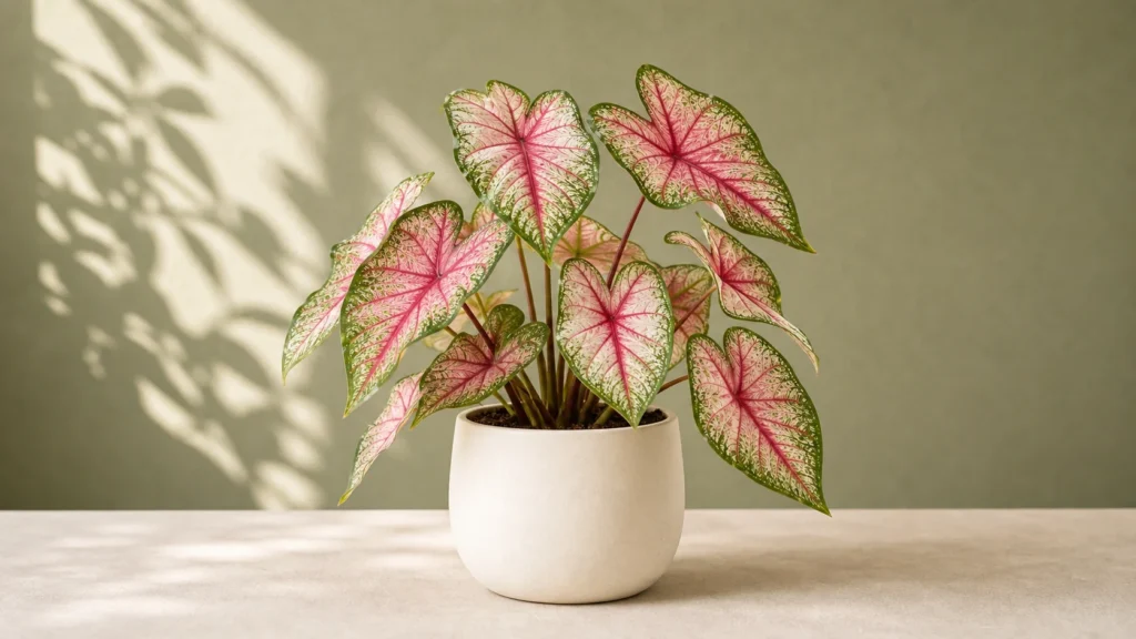 Caladium in a pot