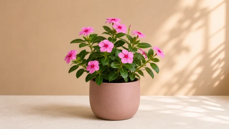 Madagascar Periwinkle in a pot