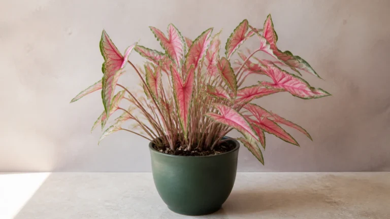 Caladium 'Florida Sweetheart' in a pot