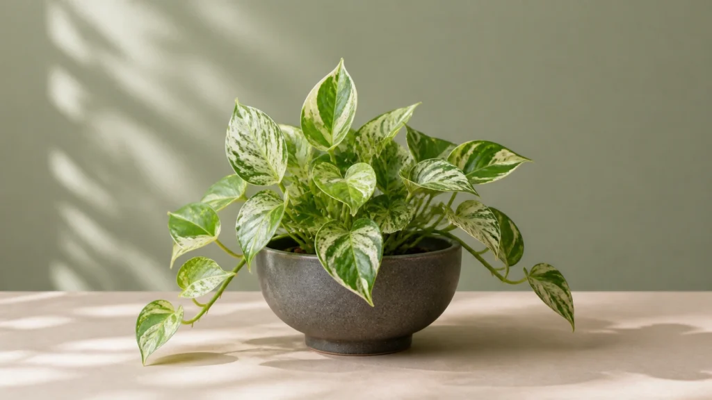 Pearls and Jade Pothos in a pot