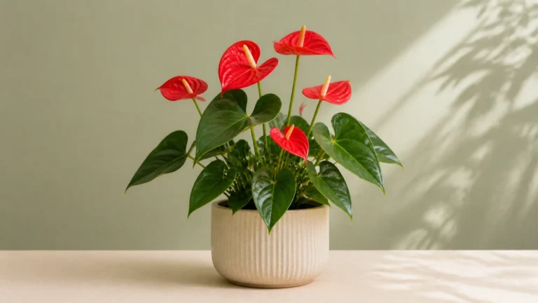 Red Anthurium in a pot