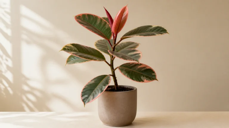 Ruby Rubber Plant in a pot